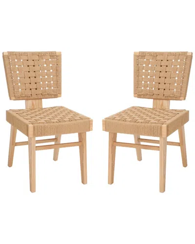 Safavieh Couture Susanne Set Of 2 Woven Dining Chairs In Natural