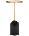 Safavieh Couture Tanyarose Metal & Marble Drink Table In Black