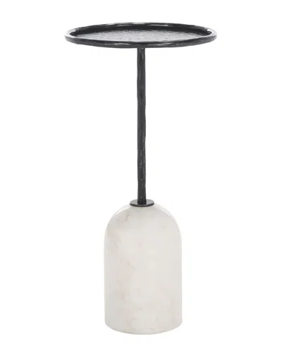 Safavieh Couture Tanyarose Metal & Marble Drink Table In Black