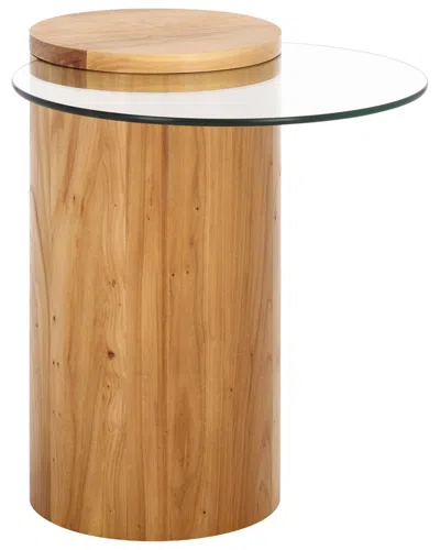 Safavieh Couture Tasharose Wood & Glass Accent Table In Brown