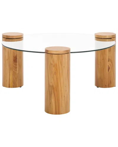 Safavieh Couture Tasharose Wood & Glass Coffee Table In Brown