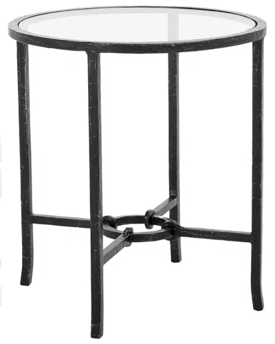 Safavieh Couture Tauri Forged Metal Round Accent Table In Black