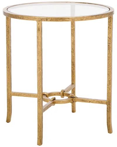 Safavieh Couture Tauri Forged Metal Round Accent Table In Gold