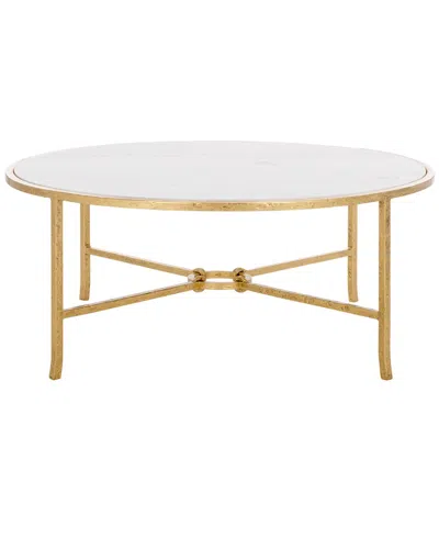 Safavieh Couture Tauri Metal Round Coffee Table In Gold