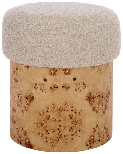 Safavieh Couture Tobianna Boucle & Burl Ottoman In Neutral