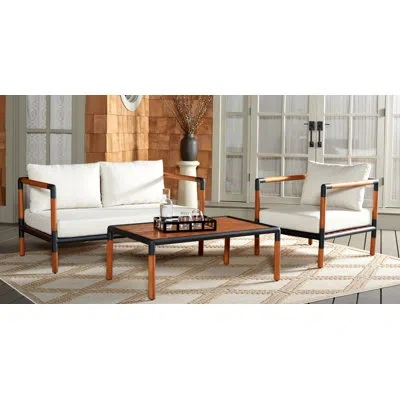 Safavieh Couture Tommy Solid Wood And Metal 3 Piece Sofa Seating Group With Cushions In Black,brown
