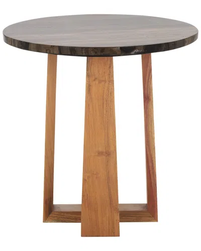 Safavieh Couture Trenton Marble Top Accent Table In Brown