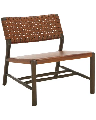 Safavieh Couture Valdina Woven Leather Accent Chair In Brown