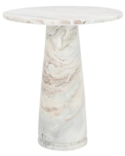 Safavieh Couture Valentia Tall Round Marble Accent Table In Blue
