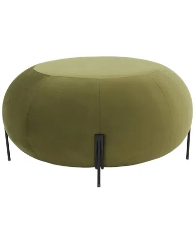 Safavieh Couture Winterose Olive Round Ottoman In Green