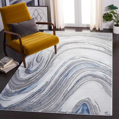 Safavieh Craft Machine Made Area Rug, Blue / Grey Contemporary Style Easy Care In Gray