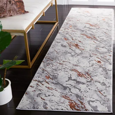 Safavieh Craft Machine Made Area Rug, Grey / Orange Contemporary Style Easy Care In Gray