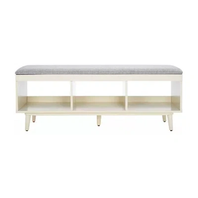Safavieh Cricket Open Shelf Bench With Cushion In Neutral