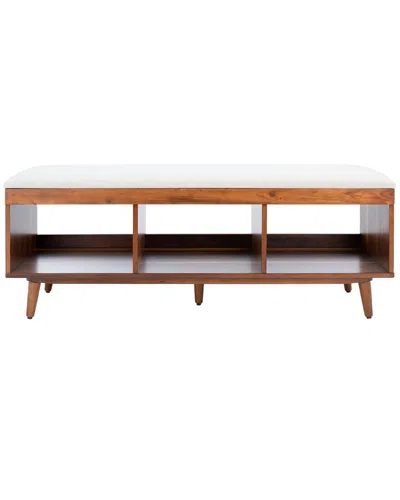 Safavieh Cricket Cream Open Shelf Bench With Cushion In Brown