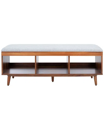 Safavieh Cricket Open Shelf Bench W/ Cushion In Grey