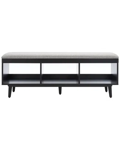 Safavieh Cricket Open Shelf Bench With Cushion In Gray