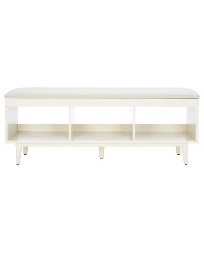 Safavieh Cricket Open Shelf Bench With Cushion In White