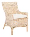 Safavieh Cristen Rattan Accent Chair With Cushion In White