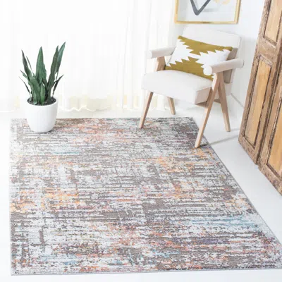 Safavieh Crystal Machine Made Area Rug, Beige / Orange Contemporary Style Easy Care In Gray