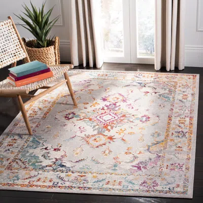 Safavieh Crystal Machine Made Area Rug, Grey / Cream Traditional Style Easy Care In Multi