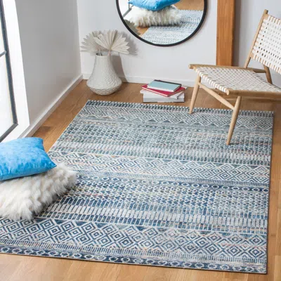 Safavieh Crystal Machine Made Area Rug, Ivory / Blue Bohemian Style Easy Care