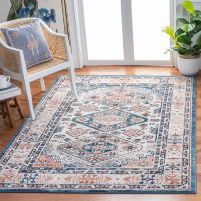 Safavieh Crystal Machine Made Area Rug, Ivory / Blue Traditional Style Easy Care