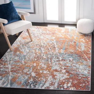 Safavieh Crystal Machine Made Area Rug, Ivory / Rust Contemporary Style Easy Care In Multi