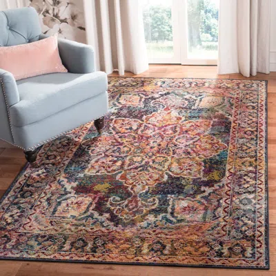 Safavieh Crystal Machine Made Area Rug, Navy / Light Blue Traditional Style Easy Care