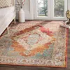 Safavieh Crystal Machine Made Area Rug, Orange / Light Blue Traditional Style Easy Care In Multi