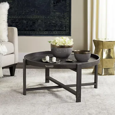Safavieh Cursten Retro Mid Century Wood Tray Top Coffee Table In Gray