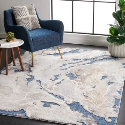 Safavieh Cyrus Shag Machine Made Area Rug, Blue / Beige Contemporary Style Easy Care
