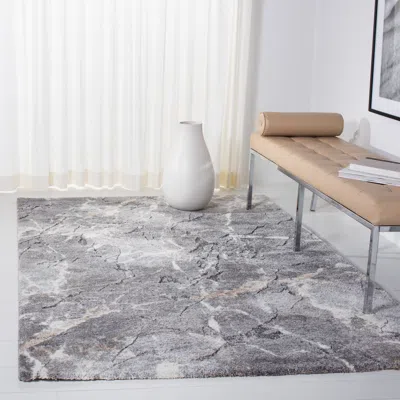 Safavieh Cyrus Shag Machine Made Area Rug, Grey / Beige Contemporary Style Easy Care In Gray