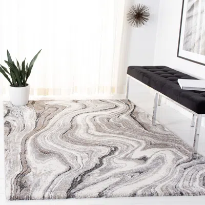 Safavieh Cyrus Shag Machine Made Area Rug, Grey / Beige Contemporary Style Easy Care In Gray