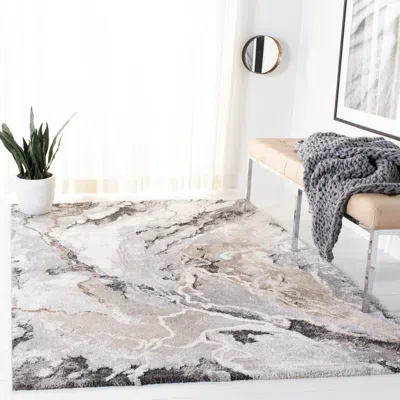 Safavieh Cyrus Shag Machine Made Area Rug, Grey / Beige Contemporary Style Easy Care In Multi