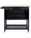 Safavieh Daley Black 2 Drawer 2 Shelf Kitchen Cart In Natural