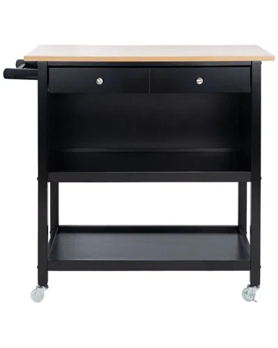 Safavieh Daley Black 2 Drawer 2 Shelf Kitchen Cart In Natural