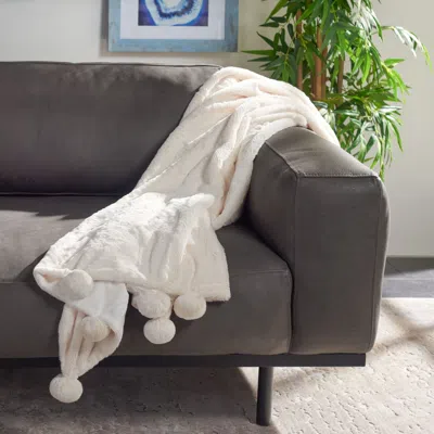 Safavieh Dalson Pom Pom Throw In Neutral