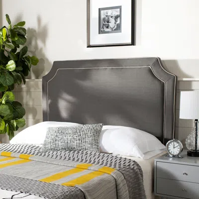 Safavieh Dane Charcoal & Light Grey Piping Headboard In Gray