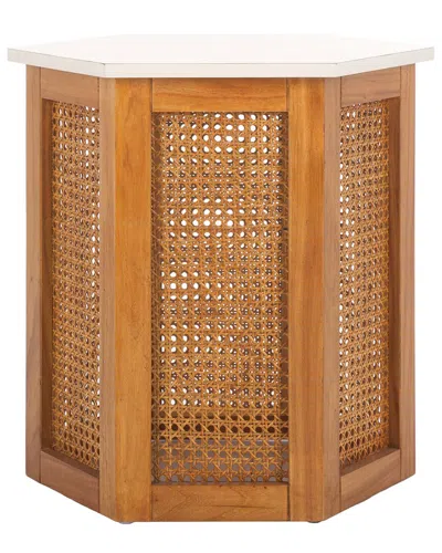 Safavieh Danez Hexagon Cane Accent Table In Brown
