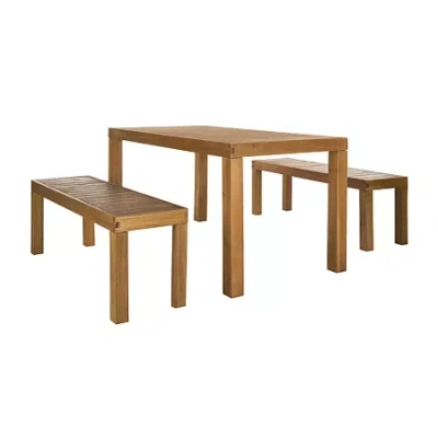 Safavieh Dario Patio Collection 3-pc. Weather Resistant Rectangular Dining Set In Brown