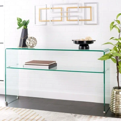 Safavieh Dash Tempered Glass 1 Shelf Console Table In Green