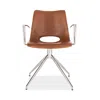 Safavieh Dawn Midcentury Modern Leather Swivel Office Arm Chair In Cognac/stainless Steel