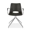 Safavieh Dawn Midcentury Modern Leather Swivel Office Arm Chair In Grey/stainless Steel