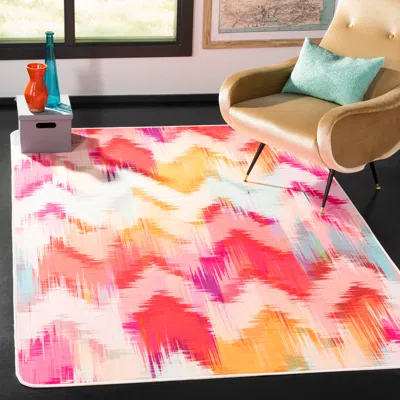 Safavieh Daytona Machine Washable Non-slip Area Rug, Fuchsia / Orange Contemporary Style Easy Care In Multi