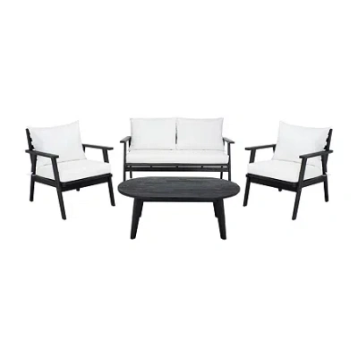 Safavieh Deacon 4-pc. Conversation Set Cushioned In Black