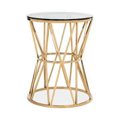 Safavieh Delsy Glass Top End Table In Gold