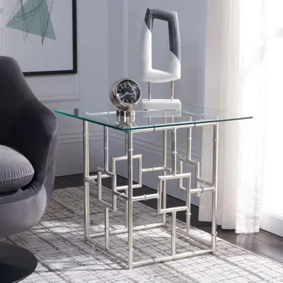 Safavieh Dermot Glass Top Accent Table In Gray