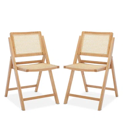 Safavieh Desiree Cane Folding Dining Chairs, Set Of 2, Natural In Neutral