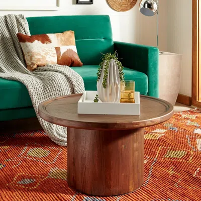 Safavieh Devin Round Pedestal Coffee Table In Brown