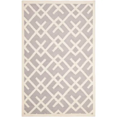 Safavieh Dhurrie Dhu552g 8'x10' Grey/ivory Wool Rug In Gray
